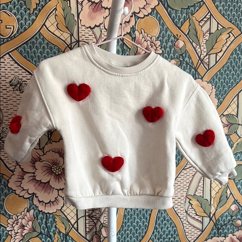Zara Toddler Sweatshirt with Red Heart Accents